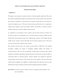Pdf Impact Of Governance On Economic Growth
