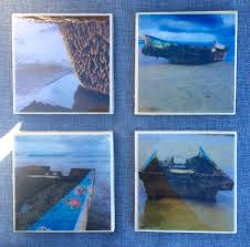 Japanese Tsunami Boat Oregon Coast Handmade Tile Coaster Collection Pacific Northwest Beach Nautical Coastal Gift Lincoln City Coastal Gift Oregon Coast Coast