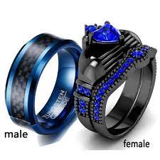 Couple Rings Blue Tungsten Mens Band Sapphire Black Plated Womens Claddagh Ring Blue Ring Ideas Of Blue Promise Ring Gift Engagement Rings Couple Ring Gift