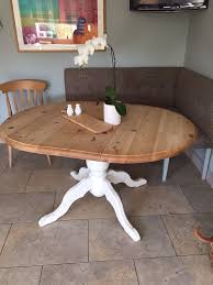 Pine Round Oval Extending Farmhouse Kitchen Dining Table Painted Central Base Dining Table Makeover Pine Dining Table Dining Table In Kitchen