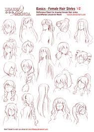 learn manga basics female hair styles v2 by naschi on deviantart สเก ต การวาดร ปคน ภาพวาดอะน เมะ