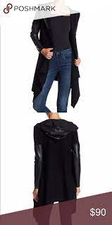 Blank Nyc Faux Leather Trim Hooded Jacket Long Hooded Jacket Hooded Jacket Clothes Design