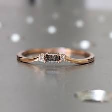 1.14ct salt & pepper round brilliant cut diamond engagement ring, eliza setting, 14k rose gold. Curved Baguette Ring 14k Solid Gold Baguette Salt And Pepper Diamond Engagement Ring Stacking Ring Dainty