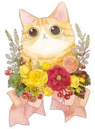 보들캣 고양이 일러스트 가을꽃 고양이 그림 귀여운 고양이 그림 귀여운 동물 그림