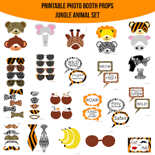 Downloadable Free Printable Photo Booth Props Birthday Pdf Instant Download Jungle Animal Printable Photo Booth Prop Set Photobooth Props Printable Diy Photo Booth Props Birthday Photo Props Diy