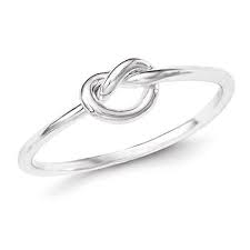 Sterling Silver Small Polished Love Knot Ring Sparkle Jade Love Knot Ring White Gold Rings Sterling Silver Rings