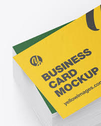 Download Stack Of Paper Business Cards Mockup In Stationery Mockups On Yellow Images Object Mockups PSD Mockup Templates