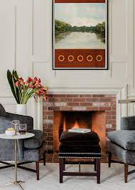 Kazaan Viveiros Page Bond Gallery Contemporary Home Furniture Fireplace Sitting Area Boston Interior Design