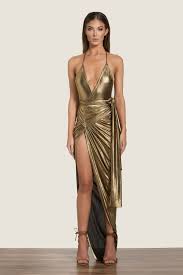 Sckthelabel Siani Wrap Gown Liquid Gold Wrap Dress Dresses Fashion