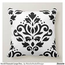 Black And White Lumbar Pillow Scroll Damask Large Design B Black On White Throw Pillow Zazzle Com In 2020 White Throw Pillows Throw Pillows White Throws