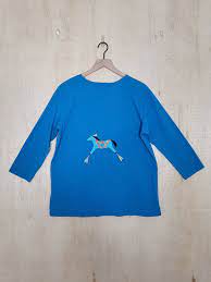Women's Size:M SABAKU Artwear Teal 3/4 sleeve Cotton Tee Horse graphic  design | eBay