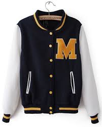 Black And White Varsity Jacket Womens Yellow Fleece Letter M Navy White Baseball Jacket For Women Jpg 629 786 Pixels Jacket Outfit Women Varsity Jacket Outfit Varsity Jacket Women