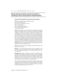 Pdf Social Network Analysis And Social Capital In Marketing Theory And Practical Implementation