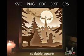 Download Layered Christmas Shadow Box Svg 3d Light Box Template 1301319 Paper Cutting Design Bundles