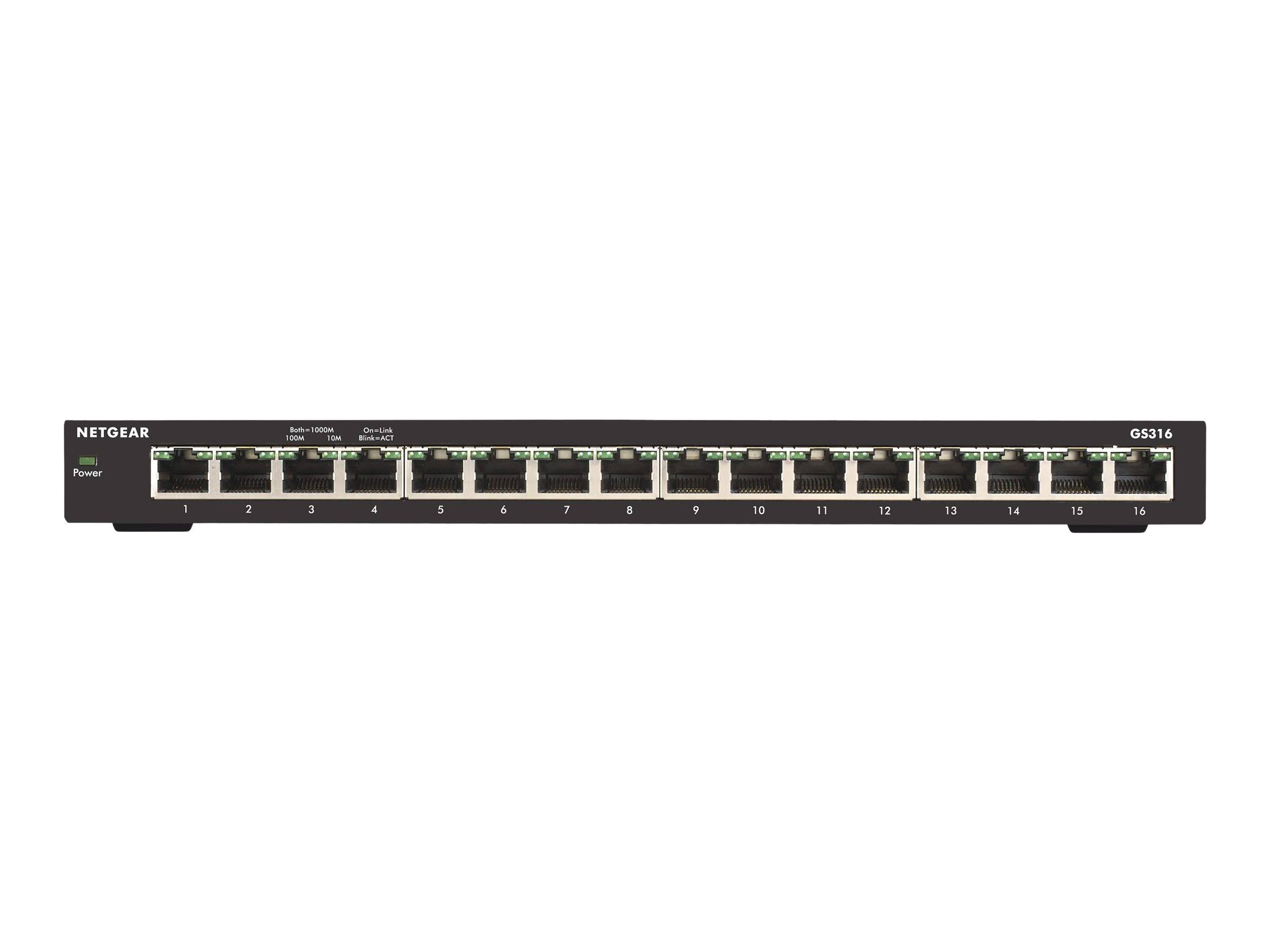 GS316-100NAS Netgear 16-Ports Gigabit Ethernet Desktop Switch