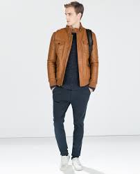 Brown Leather Aviator Jacket Men Shirt Style Mens Fashion Streetwear Mens Outfits