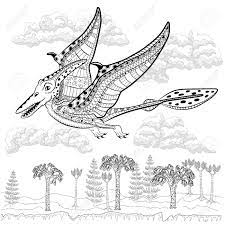 pterodactyl monstre prehistorique dans la nature livre de coloriage anti stress pour adultes clip art libres droits vecteurs et illustration image 68423089 50e anniversaire
