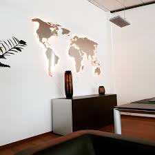 Diy weltkarte auf verbranntem holz mit led. 33 Weltkarte Metall Beleuchtet Png