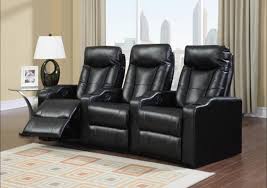 Leather in good condition small mark on back corner of chair dual cup holders price. Black Bonded Leather Home Theater Seating Reclining 3 Seats W Cupholders