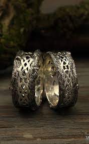 His And Her Tree Wedding Bands With Celtic Pattern His And Etsy In 2021 Matching Wedding Rings Unique Silver Jewelry Morganite Engagement Ring Rose Gold