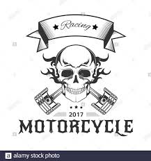 Find & download free graphic resources for racing logo. Motorrad Racing Logo Mit Dem Schadel In Flammen Und Fahrrad Kolben Stock Vektorgrafik Alamy