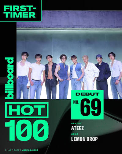 ATEEZ debuts on the #Hot100 for the first time this week with its new  single &ldquo;Lemon Drop.&rdquo; 📈🍋 Tap the link in bio for details.