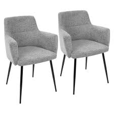 Lumisource Andrew Contemporary Fabric Dining Chair Set Of 2 Gray Dining Chairs Dining Room Chairs Upholstered Fabric Dining Chairs