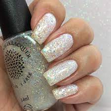 White Iridescent Full Coverage Glitter Nail Polish Lacquer 5 Free Wedding Lacquer Peta Approved White Glitter Nails Nail Polish Glitter Nails