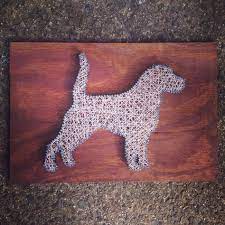 This example shows classic grey stain. Dog String Art