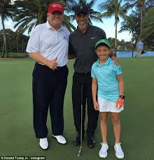The golf blood clearly runs thick in the woods family. Donald Trump Tees Off With Tiger Woods For First Round Of Golf Since Election Day Daily Mail Online