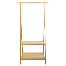 Living & co clothes airer white white 22 rail. Living Co Bamboo Garment Rack With 2 Shelves The Warehouse