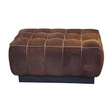 Brown Suede And Wooden Ottoman Ottoman Seating Ottoman Brown Suede