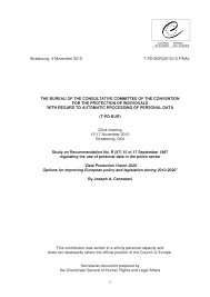 728 vizualizari | 0 comentarii. Pdf Study On Council Of Europe Recommendation R 87 15 Ets Convention 108 Data Protection Vision 2020 Options For Improving European Policy And Legislation During 2010 2020