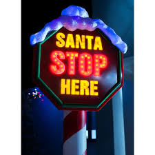 Santa stop sign, stop here sign, santa decor, santa sign ensa1003066. North Pole Santa Stop Here Sign Flashing Led Lights Christmas Decorati We R Christmas