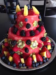 Our Own Birthday Creation Watermelon Fruit Cake Watermelon Recipes Cake Healthy Birthday Cakes Fruit Birthday Cake Healthy Birthday Cake Alternatives