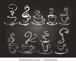 Set Of Stylized Coffee Cups On A Chalkboard Hand Drawn Doodle Style Line Art Isolated Chalkboard Art Diy Chalkboard Wall Art Chalkboard Art