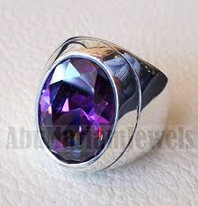 Diamond Synthetic Stone High Quality Lavender Purple Amethyst Color Cubic Zircon Huge Men Ring S Rings For Men Signet Ring Men Sterling Silver Engagement Rings