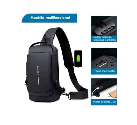 Mochila Pechera Antirrobo Puerto Usb Mochila Pechera Cruzada Impermeable Antirrobo  Puerto Usb - Este bolso de elegante dise&ntilde;o est&aacute; equipado con una funci&oacute;n  impermeable completa y est&aacute; hecho de tela Oxford impermeable