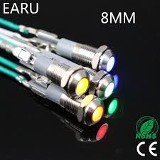 8mm Metallo Lampada Segnale Spia Led Impermeabile Ip67 5 V 6 V 9 V 12 V 24 V 110 V 220 V Dot Concavo Rosso Blu Verde Led Lights Indicator Lights Red Blue Green