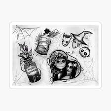 Perfect for normal sized books! The Nightmare Before Christmas Inspired Tattoo Flash Postcard By Kaymieseven Redbubble