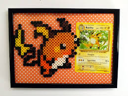 It was exams week i really was too busy to make a video and put it up on time. Pokemon Card Perler Frame Raichu Wall Decor Office Nerdy Art Perler Beads Geeky Present Sold By Wonderland Crafts On Storenvy