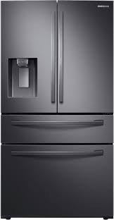 To remove dents from stainless steel appliances you can use a suction cup dent remover, a can of air duster, or dry ice. Samsung 27 8 Cu Ft Fingerprint Resistant Black Stainless Steel French Door Refrigerator Scratch Dent Rf28r7351sg Sd Javier S Home Appliance Fresno Ca