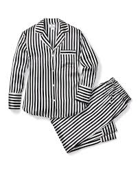 Women's Silk Pajama Set in Black and White Bengal Stripe