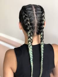 Two French Braids Hair Style On Fantasy Color Hair Braids For Long Hair French Braid Hairstyles Braided Hairstyles