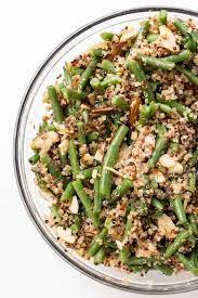 Green Bean Almond Quinoa Salad Simply Quinoa Recipe Green Bean Recipes Green Beans Green Beans With Almonds