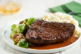 Sherry Wine Demi Glace Sirloin Steak With Mashed Potatoes And Balsamic Brussels Sprouts Recipe Fish Recipes Healthy Wine Recipes Healthy Chicken Parmesan