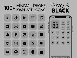 Ios Gray App Icons 230 Grey And Black Minimal Ios 14 Modern Etsy App Icon Homescreen Iphone App