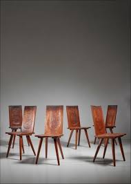 A Set Of Six Oak Dining Chairs For Marolles By Jean Touret The Rectangular Backrest And Seating Have The Carved Surface Oak Dining Chairs Dining Chairs Chair