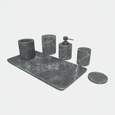 Shenone home goods luxury custom 5 star hotel natural gray black marble stone bathroom accessories set for resin home accessories decor. 3d Black Marble Bathroom Accessories Model Turbosquid 1264027
