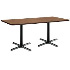 Kfi Mode Rectangle Breakroom Table X Base 36 W X 72 D X 36 H Studio Teak Black Pedestal Table Multipurpose Table Furniture